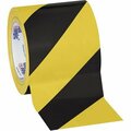 Bsc Preferred 4'' x 36 yds. Black/Yellow Tape Logic Striped Vinyl Safety Tape, 12PK S-11645